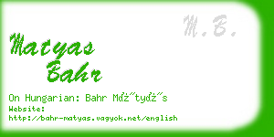 matyas bahr business card